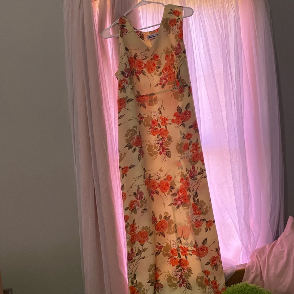 Yellow floral midi dress